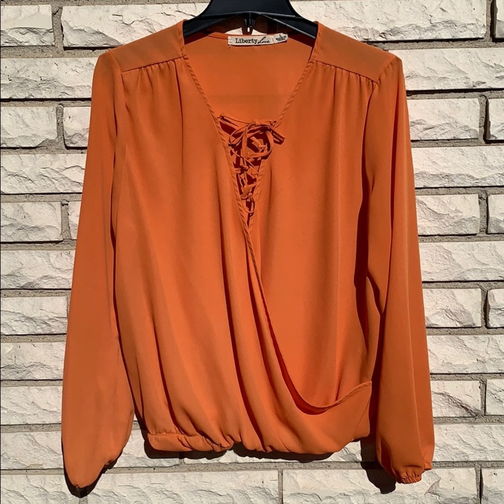 Liberty Love lace up, wrap shirt